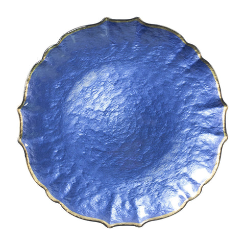 Baroque Glass Service Plate/Charger, Cobalt