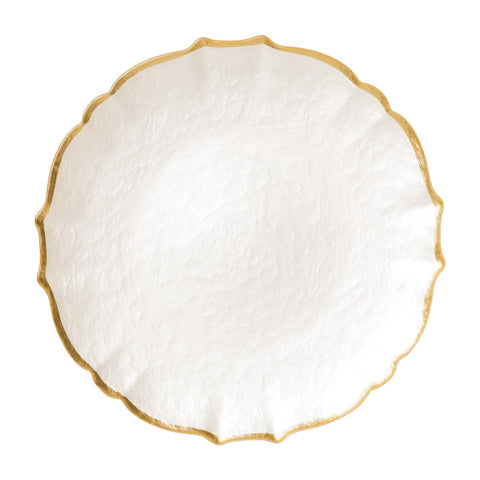 Baroque Glass Service Plate/Charger, White