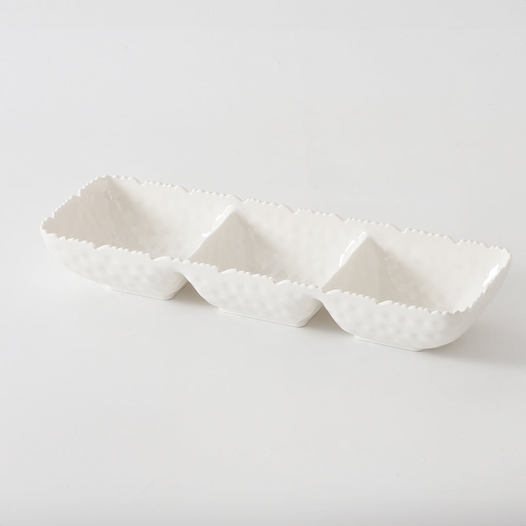 Waves 3 Section Serving Piece – Shatterproof Melamine