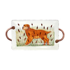 Wildlife Hunting Dog Handled Rectangular Platter