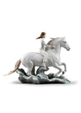 Riding Her Horse On The Seashore Horse & Woman Figurine