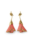 Heliconia Short Earrings. Coral