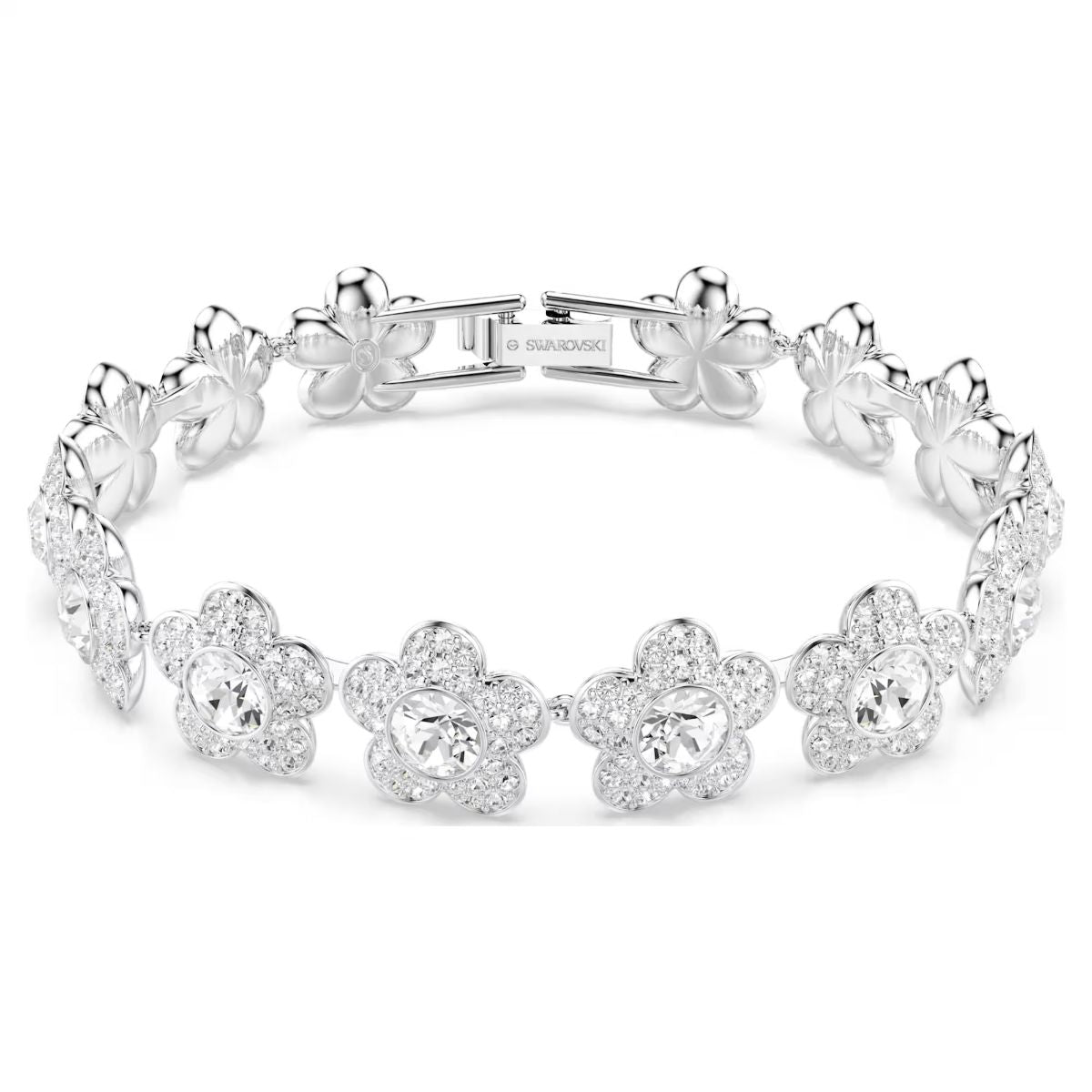 Ariana Grande x Swarovski bracelet Round cut, Flower, White, Rhodium plated