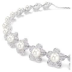 Ariana Grande x Swarovski choker Crystal pearl, Round cut, White, Rhodium plated