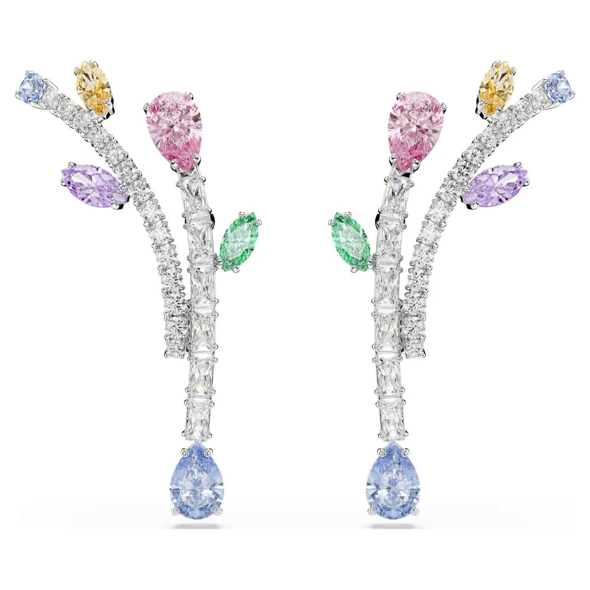Ariana Grande x Swarovski drop earrings Mixed cuts, Multicolored, Rhodium plated