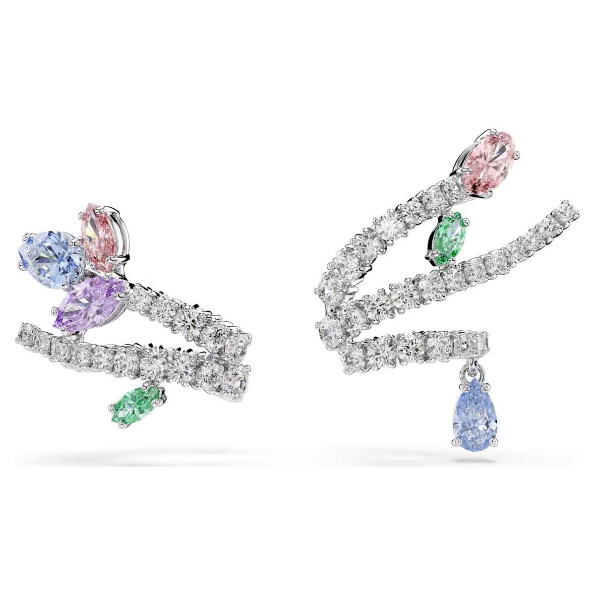 Ariana Grande x Swarovski ear cuffs Mixed cuts, Multicolored, Rhodium plated