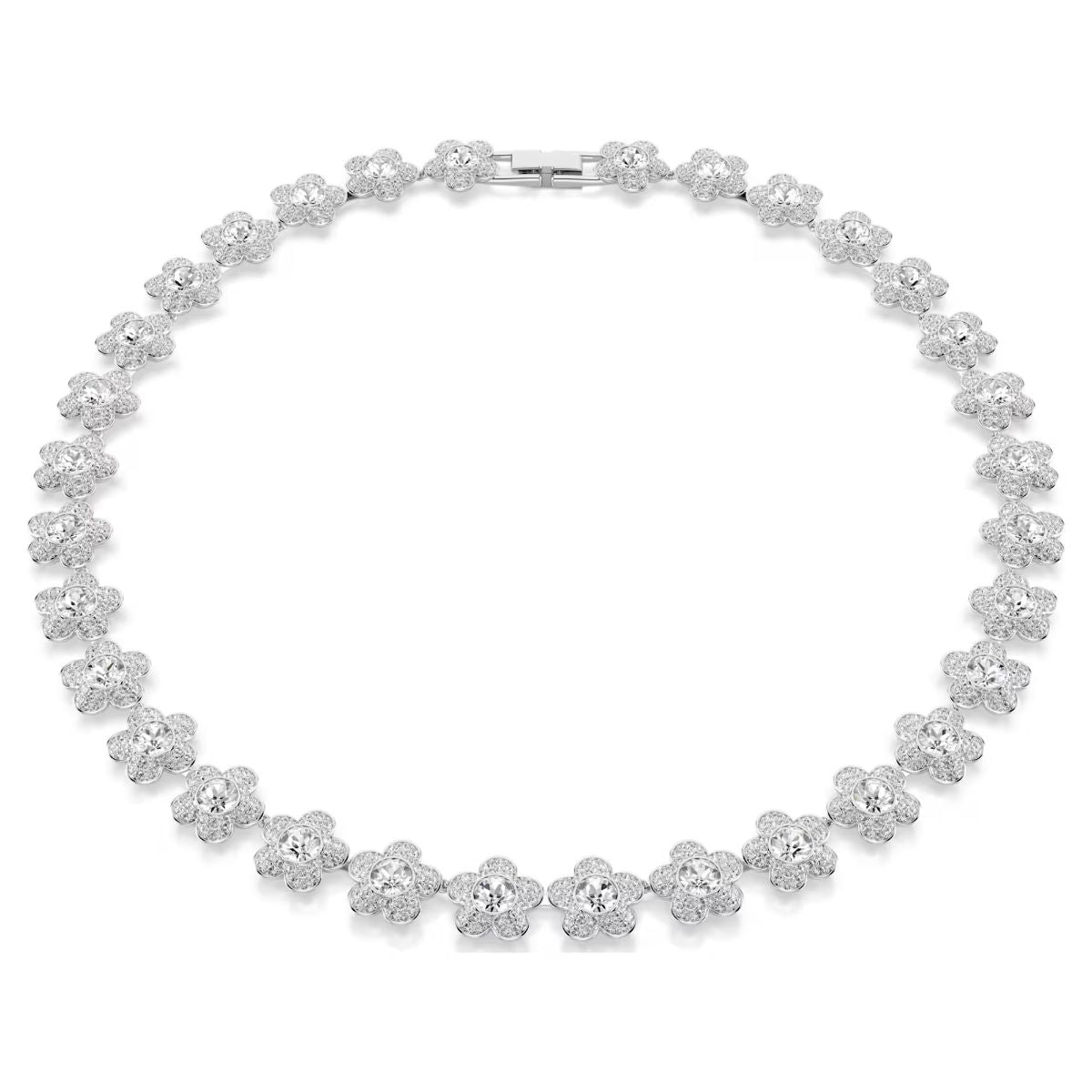 Ariana Grande x Swarovski necklace Round cut, Flower, White, Rhodium plated