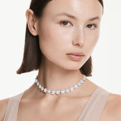 Ariana Grande x Swarovski necklace Round cut, Flower, White, Rhodium plated