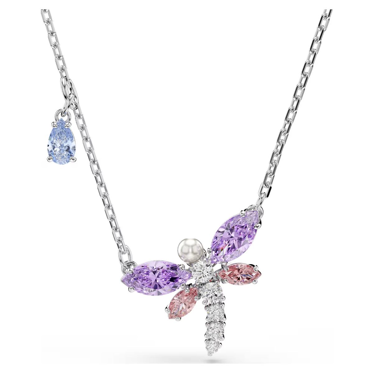 Ariana Grande x Swarovski pendant Mixed cuts, Dragonfly, Multicolored, Rhodium plated