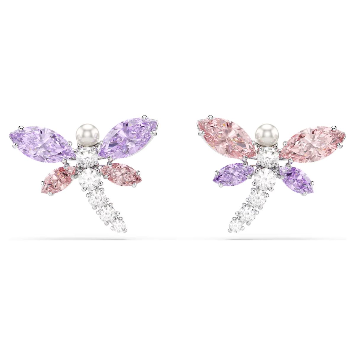Ariana Grande x Swarovski stud earrings Mixed cuts, Dragonfly, Multicolored, Rhodium plated
