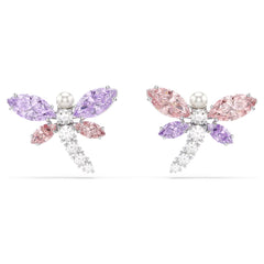 Ariana Grande x Swarovski stud earrings Mixed cuts, Dragonfly, Multicolored, Rhodium plated