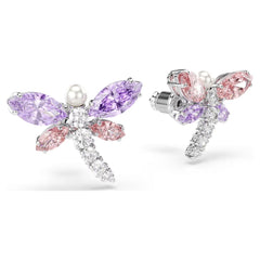 Ariana Grande x Swarovski stud earrings Mixed cuts, Dragonfly, Multicolored, Rhodium plated