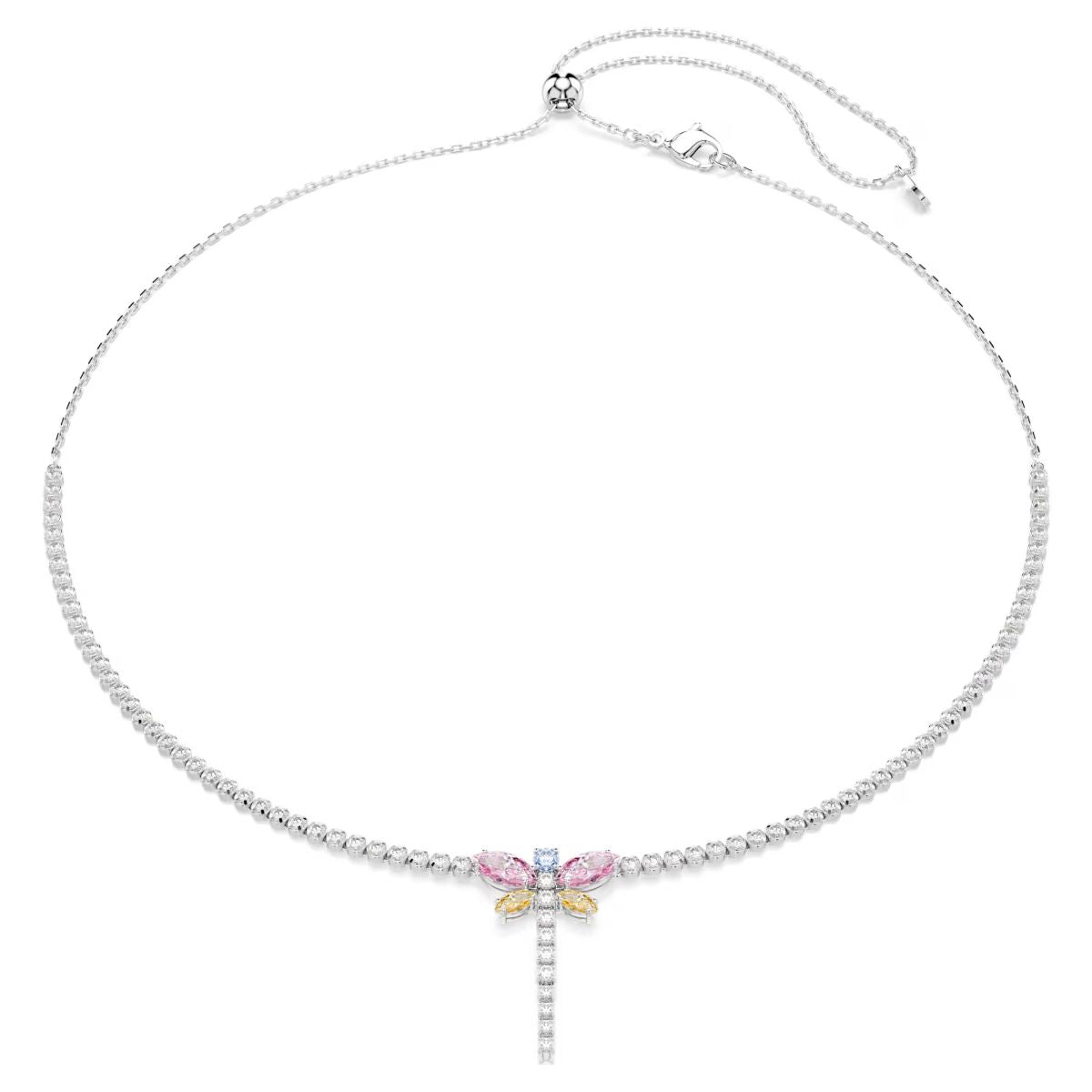 Ariana Grande x Swarovski Y necklace Mixed cuts, Dragonfly, Multicolored, Rhodium plated