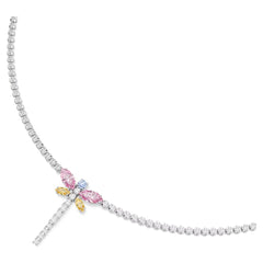 Ariana Grande x Swarovski Y necklace Mixed cuts, Dragonfly, Multicolored, Rhodium plated