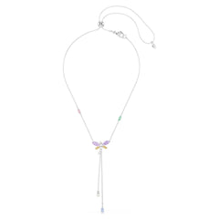 Ariana Grande x Swarovski Y necklace Mixed cuts, Dragonfly, Multicolored, Rhodium plated