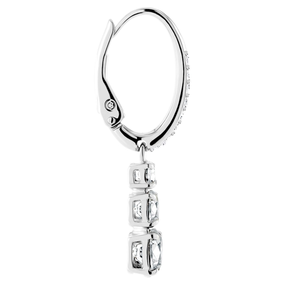 Swarovski Attract Trilogy Round Pierced Earrings; White; Rhodium