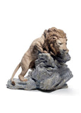 Lion Pouncing Figurine
