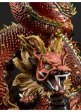 Protective Dragon Sculpture. Golden Luster And Red. Limited Edition
