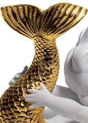 Playing At Sea Mermaid Figurine, Golden Luster