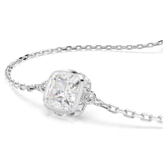 Birthstone bracelet Square cut, April, White, Rhodium plated