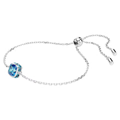 Birthstone bracelet Square cut, December, Blue, Rhodium plated