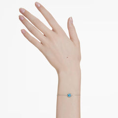 Birthstone bracelet Square cut, December, Blue, Rhodium plated