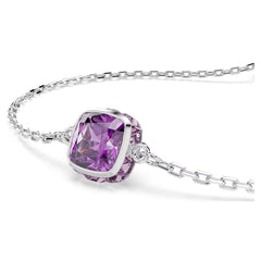 Birthstone bracelet Square cut, February, Purple, Rhodium plated