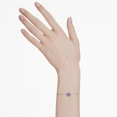 Birthstone bracelet Square cut, February, Purple, Rhodium plated