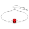 Birthstone bracelet Square cut, July, Red, Rhodium plated