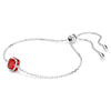 Birthstone bracelet Square cut, July, Red, Rhodium plated