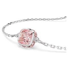 Birthstone bracelet Square cut, June, Pink, Rhodium plated