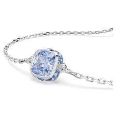 Birthstone bracelet Square cut, March, Blue, Rhodium plated