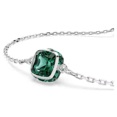 Birthstone bracelet Square cut, May, Green, Rhodium plated