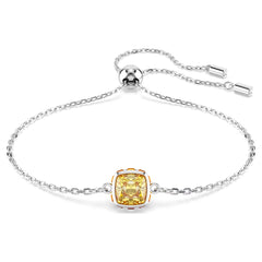 Birthstone bracelet Square cut, November, Yellow, Rhodium plated