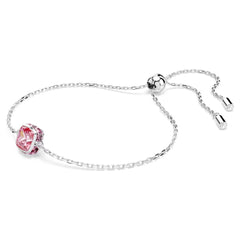 Birthstone bracelet Square cut, October, Pink, Rhodium plated