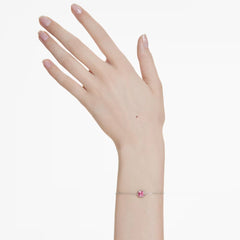 Birthstone bracelet Square cut, October, Pink, Rhodium plated