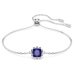 Birthstone bracelet Square cut, September, Blue, Rhodium plated