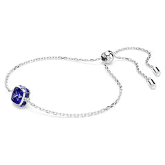 Birthstone bracelet Square cut, September, Blue, Rhodium plated