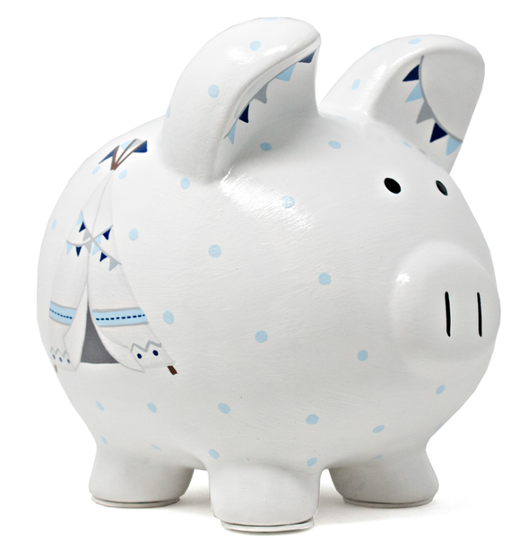 Blue Bohemian Piggy Bank