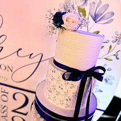 Elegant Graduate Cake in Blue & White