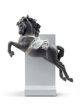 Horse On Pirouette Figurine. Silver Lustre