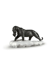 Black Panther With Cub Figurine
