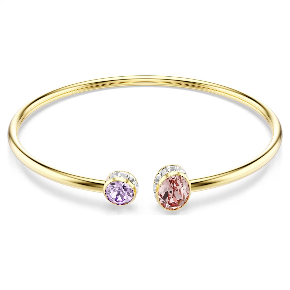 Chroma bangle Mixed cuts, Multicolored, Gold-tone plated