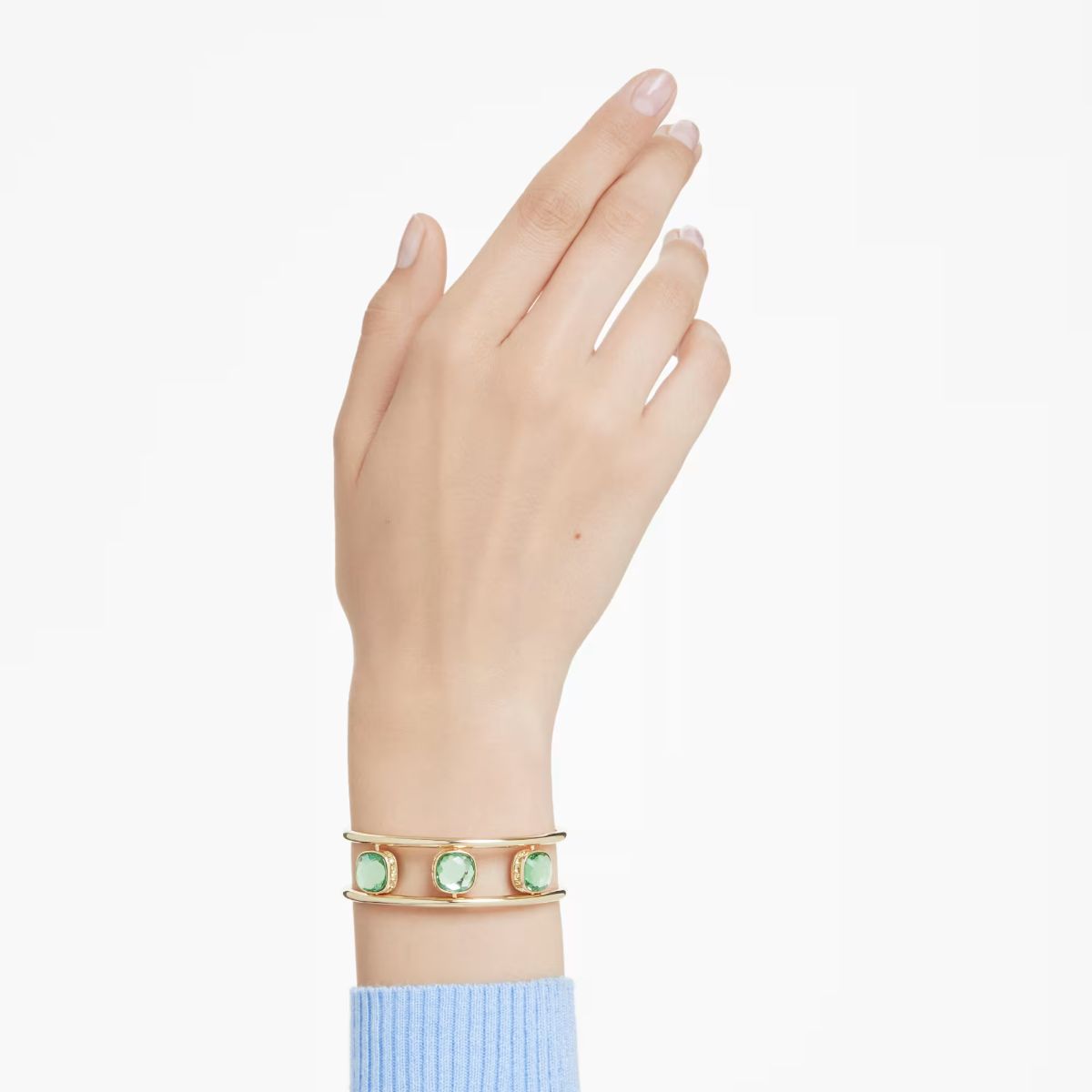 Chroma cuff Cushion cut, Multicolored, Gold-tone plated