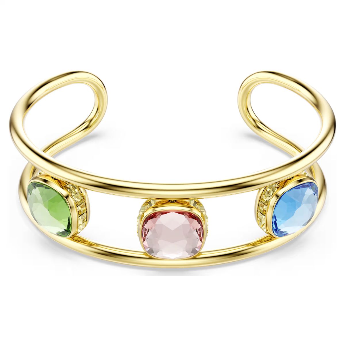 Chroma cuff Cushion cut, Multicolored, Gold-tone plated