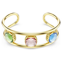 Chroma cuff Cushion cut, Multicolored, Gold-tone plated