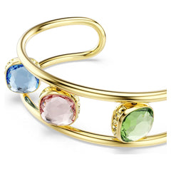 Chroma cuff Cushion cut, Multicolored, Gold-tone plated