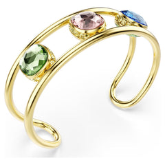 Chroma cuff Cushion cut, Multicolored, Gold-tone plated