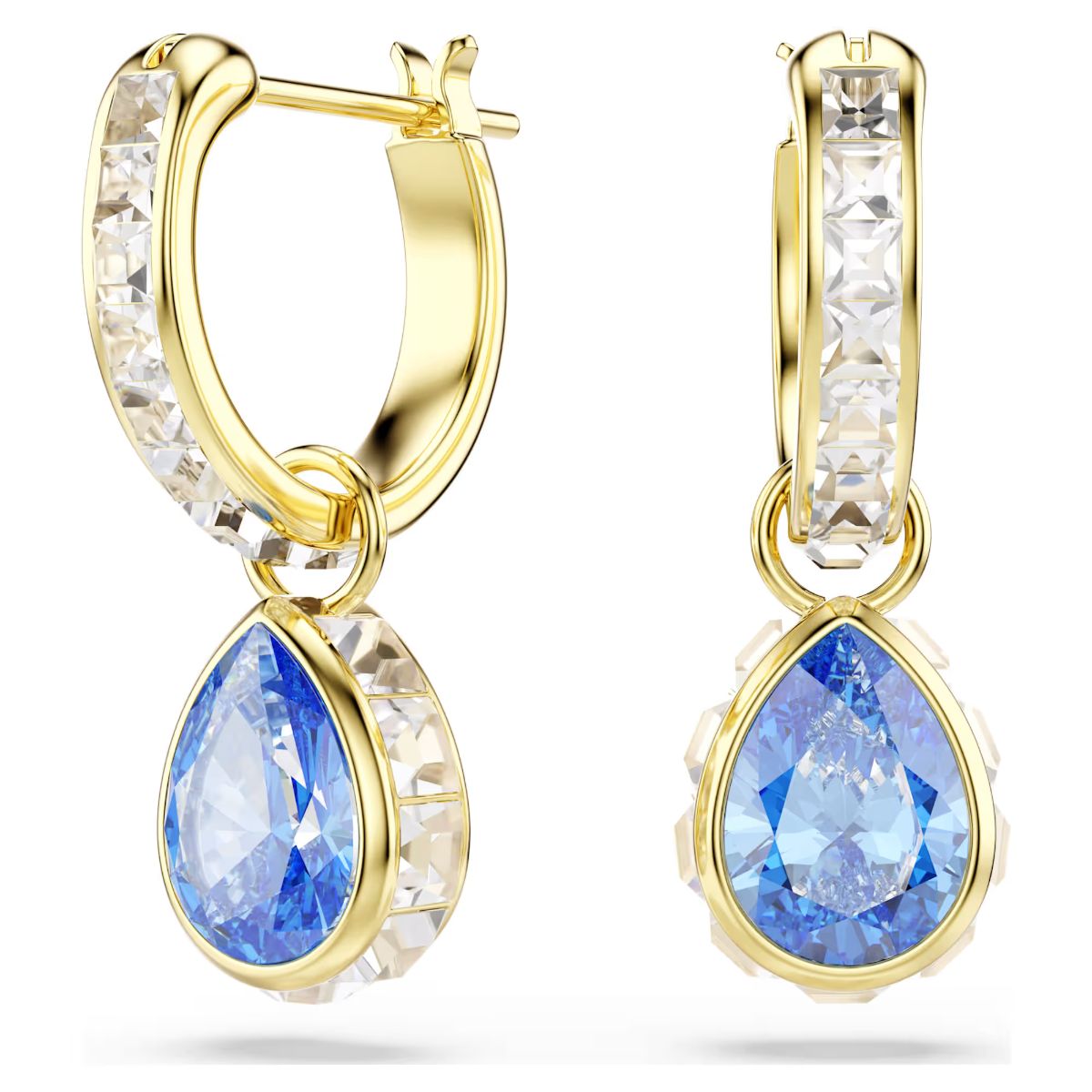 Chroma drop earrings Pear cut, Blue, 18K gold plated