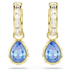 Chroma drop earrings Pear cut, Blue, 18K gold plated